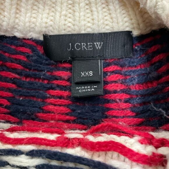 J. Crew Factory Cream Sweater with Red and Blue Pattern - Picture 3 of 4